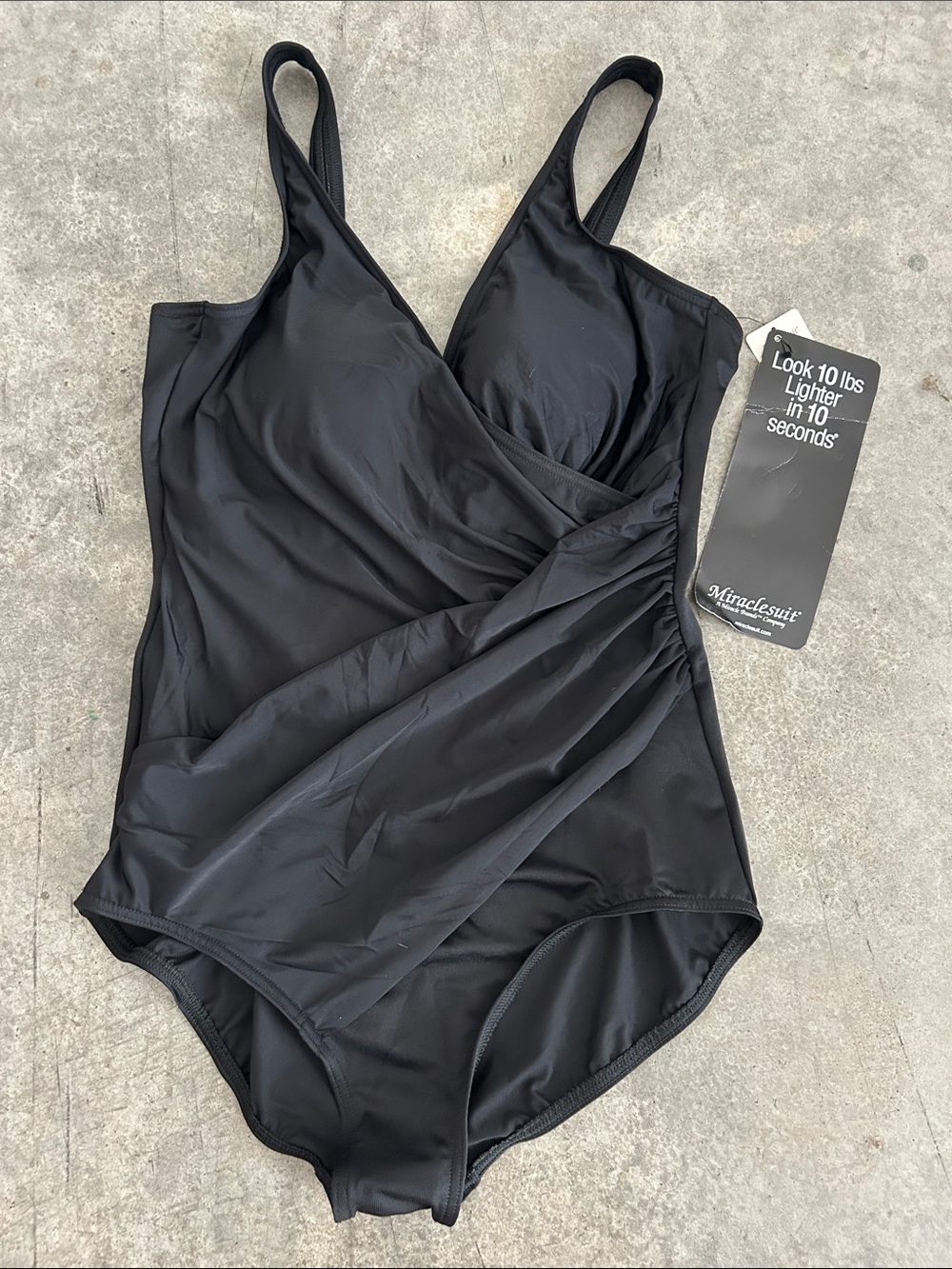 Miraclesuit Black Ruched V-Neck One-Piece Swimsuit